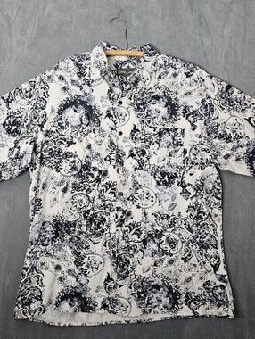 Bobby Chan Mens Silk Abstract Floral Shirt Short Sleeve Hawaiian Large. A1-51